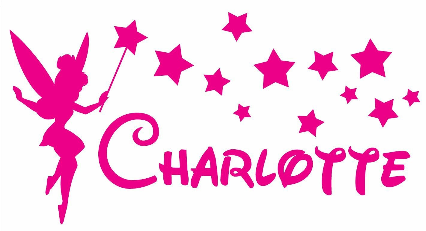 PERSONALISED Girls Name + Fairy Vinyl Wall Art Sticker Decal 24 Colours ...