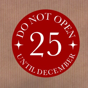 12月25日まで開封しないでください - クリスマスステッカー サンタからのギフトラベル - ラウンド型 35枚