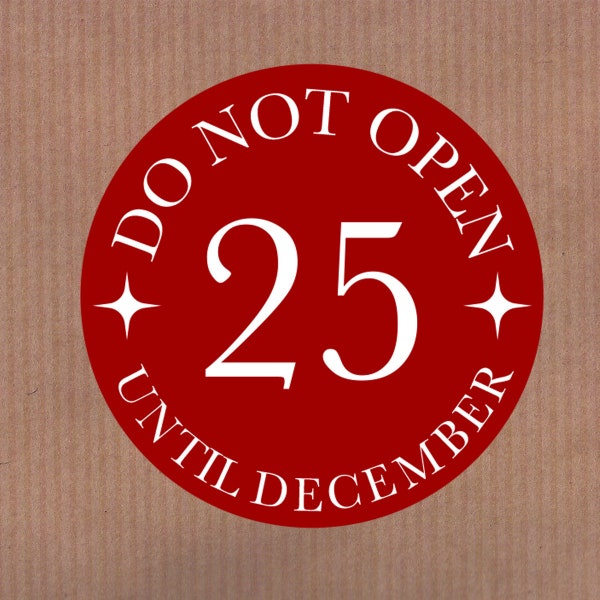 35 x Do Not Open Until 25th December - Christmas Stickers Gift Labels From Santa - Round