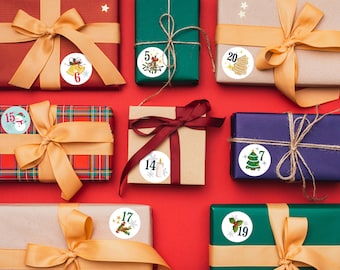 Advent Calendar Number Stickers - Self adhesive Sheet - Perfect for gifting