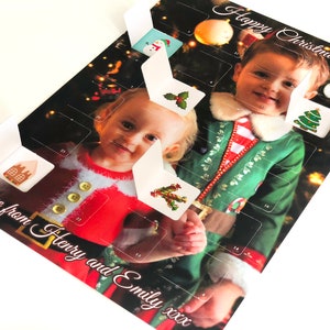 Calendário do Advento de papel personalizado - Sua própria foto e mensagem de Natal!