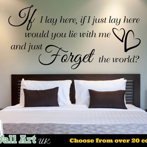 JEŚLI TU LEŻĘ - Naklejka ścienna z cytatem z piosenki Snow Patrol Lyrics Vinyl - Naklejka z tekstem piosenki - Chasing Cars - Dostępna w ponad 24 kolorach