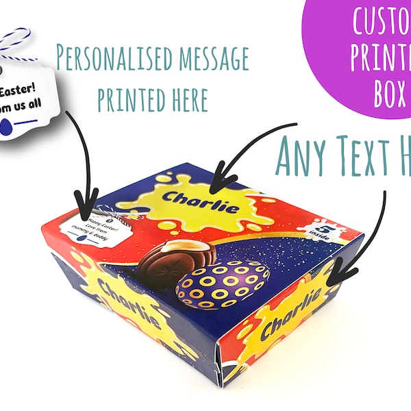 Personalised Cadbury Creme Eggs Chocolate 5 Pack for Easter - Birthday - Father's Day - Printed with any name or Message!