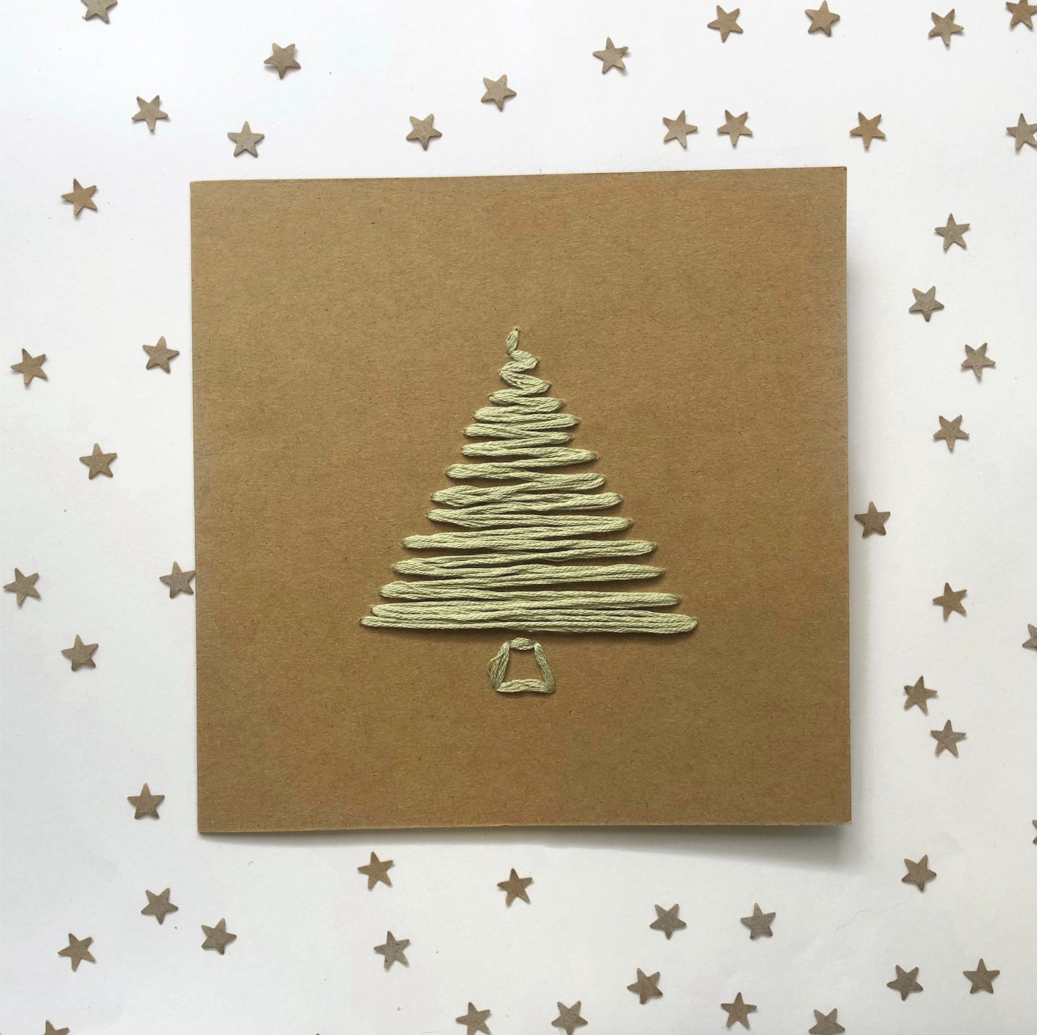 Handmade Embroidered Christmas Tree Card Etsy