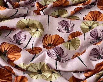 Beige Orange Green Floral American Crepe Fabric 45/'/' PRICE PER METER