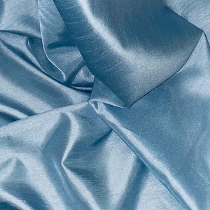 Sky Blue Shantung Faux Silk Fabric 58&#39;&#39; PRICE PER METER