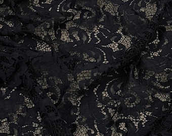 Navy Floral Guipure Lace Fabric 58'' PRICE PER METER