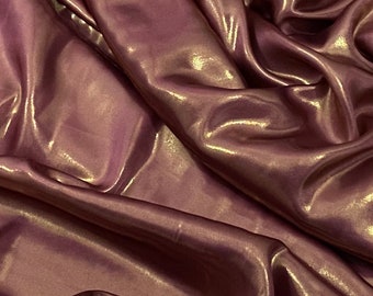 Dark Dusty Pink Gold Shimmer Satin Fabric 58'' PRICE PER METER