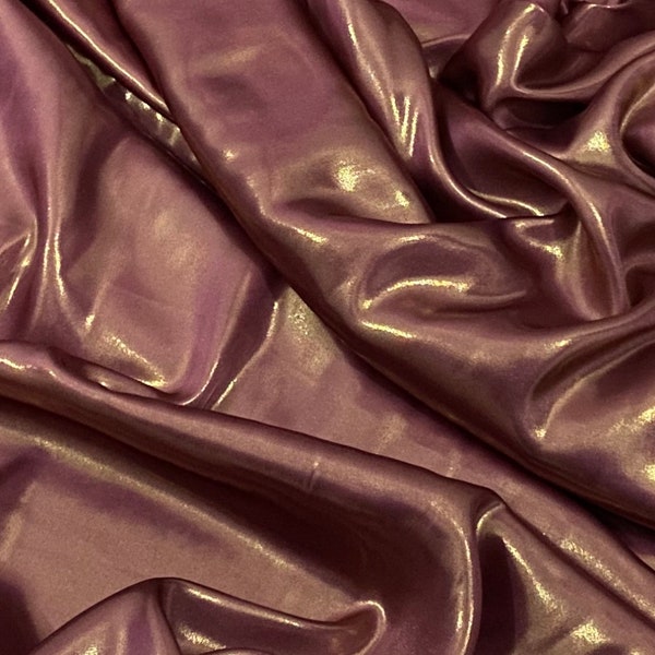 Dark Dusty Pink Gold Shimmer Satin Fabric 58'' PRICE PER METER