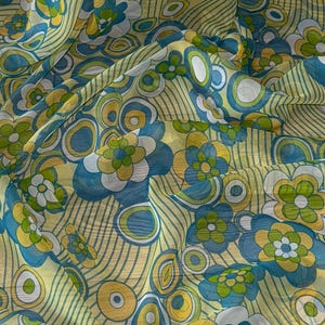 Lime Green Multicoloured Floral Print Chiffon Fabric 58&#39;&#39; PRICE PER METER