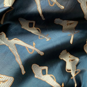 Grey Silver Devil Woman Chinese Brocade Fabric 45&#39;&#39; PRICE PER METER