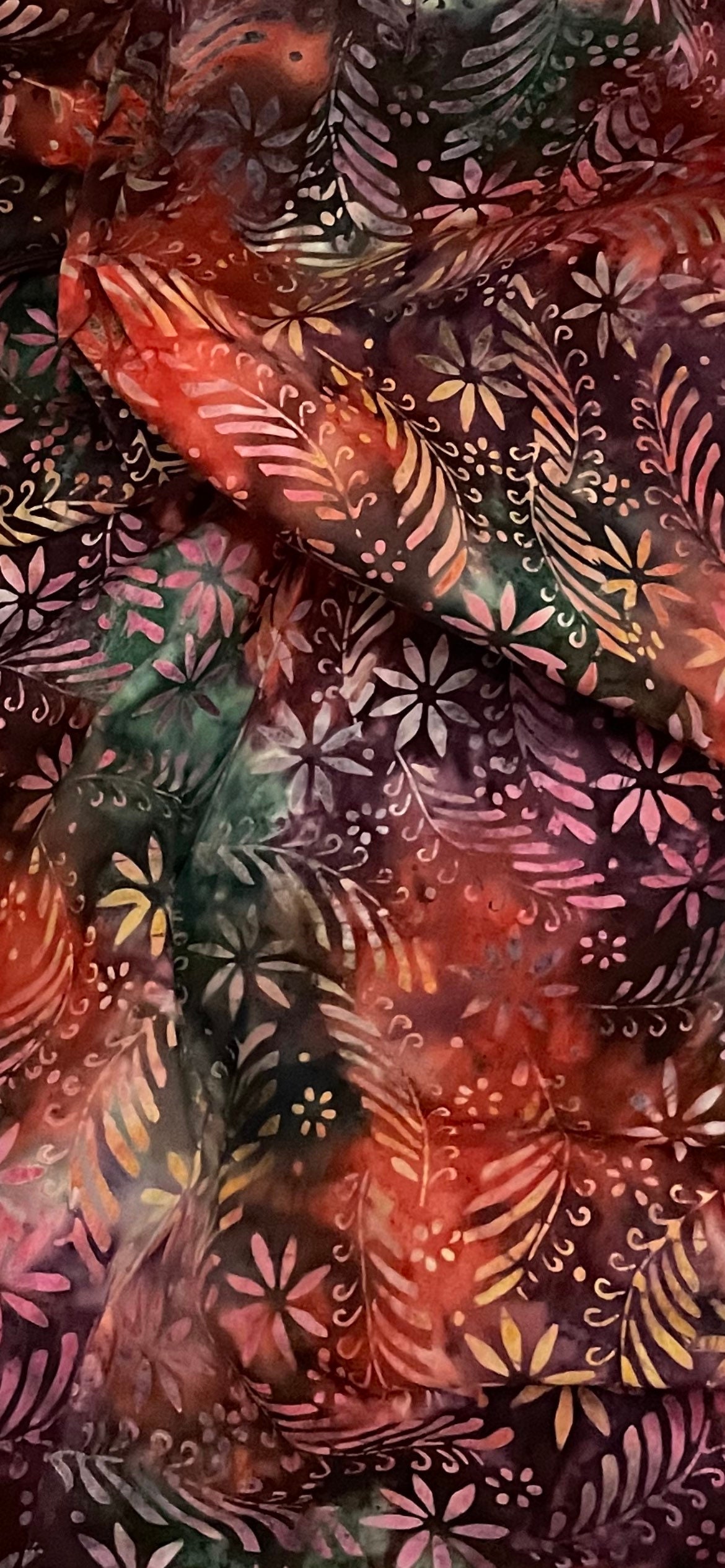 Purple Multicoloured Leaves Bali Batik Fabric 45’’ | Etsy