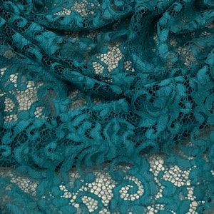 Teal Green Floral Guipure Lace Fabric 58'' PRICE PER METER