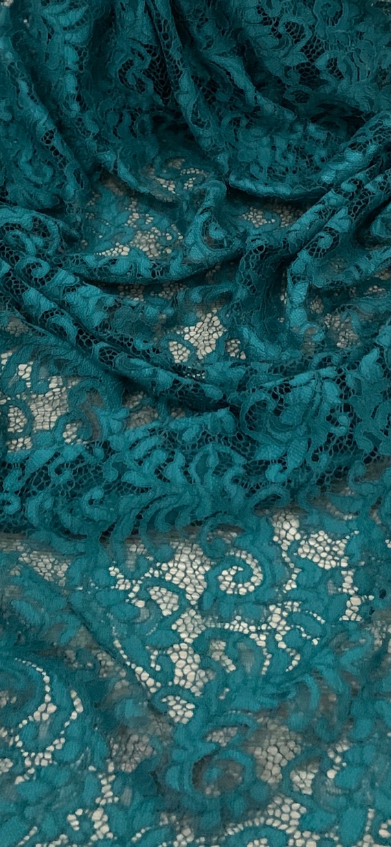 Teal Green Floral Guipure Lace Fabric 58'' PRICE PER METER