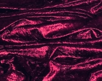 Wine Red Crushed Velvet Fabric 58'' PRICE PER METER