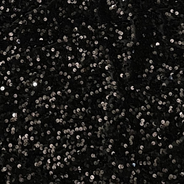 Velours noir velours bling paillettes 58" PRIX DU MÈTRE