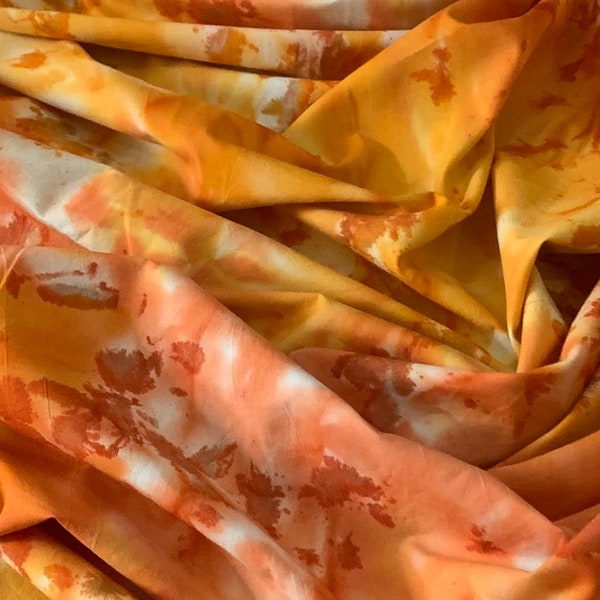 Orange White Tie Dye Batik Fabric 45'' PRICE PER METER