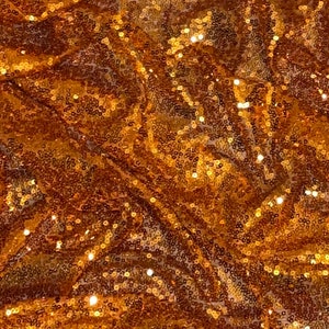 Burnt Orange Sequin Tulle Fabric 58&quot; PRICE PER METER
