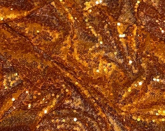 Burnt Orange Sequin Tulle Fabric 58" PRICE PER METER