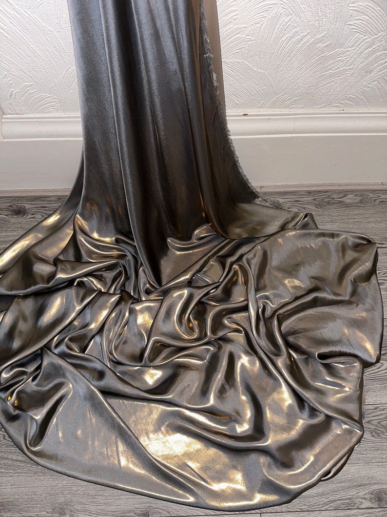 Grey Gold Shimmer Satin Fabric 58'' PRICE PER METER Etsy UK