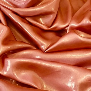 Coral Peach Gold Shimmer Satin Fabric 58&#39;&#39; PRICE PER METER