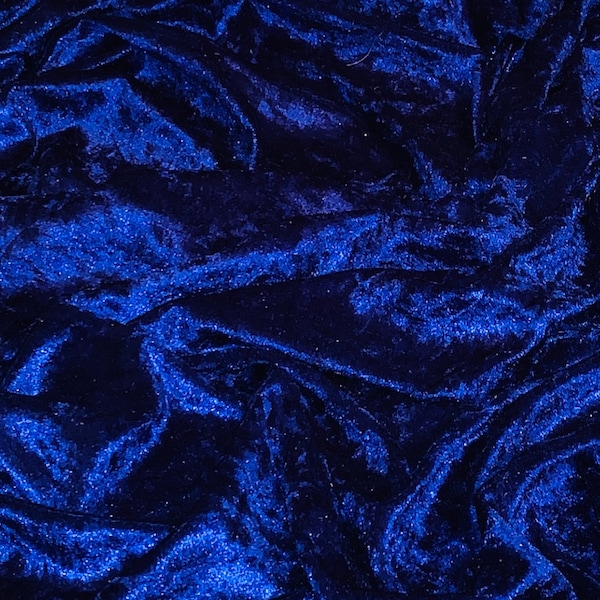 Royal Blue Crushed Velvet Fabric 58'' PRICE PER METER