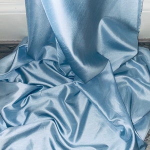 White Sky Blue Gingham Shantung 293 Fabric main image 0