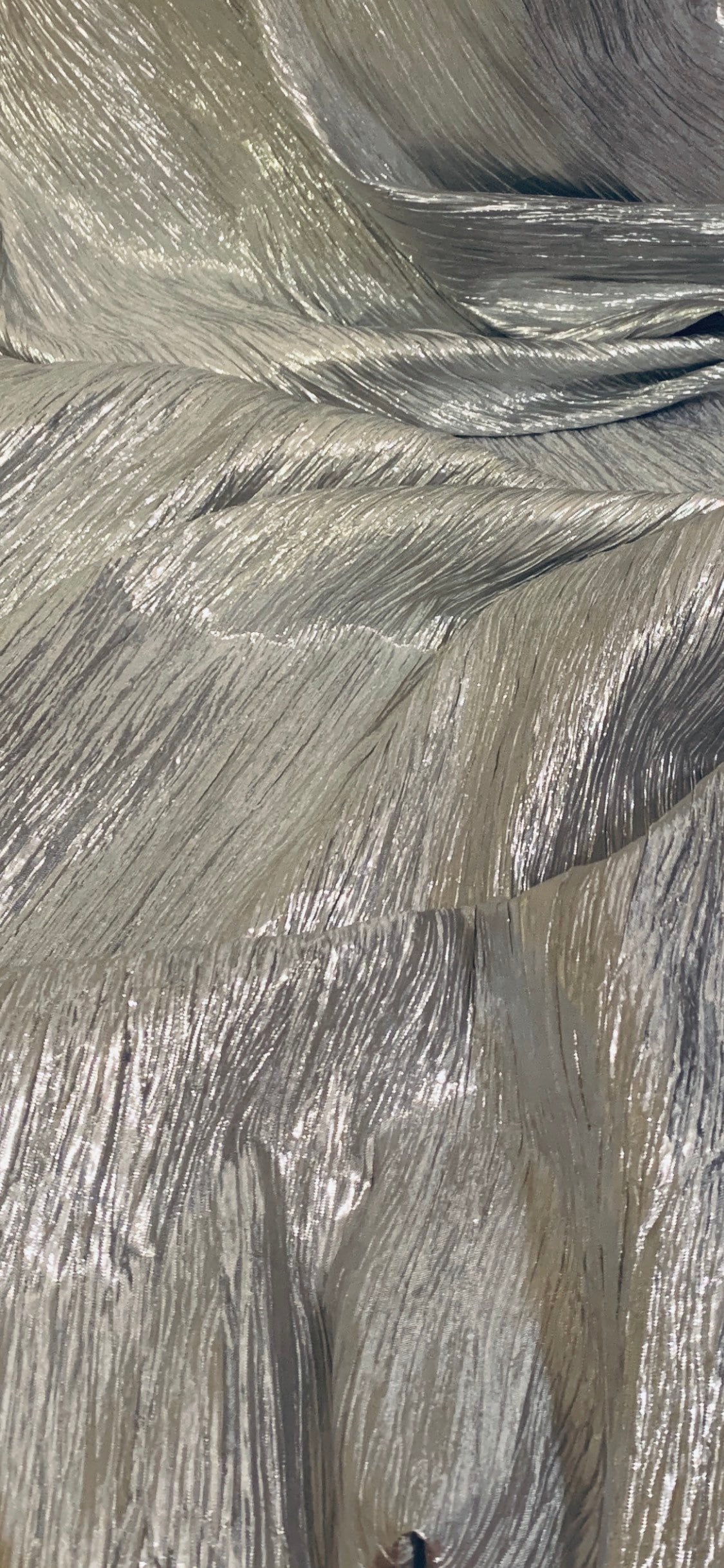 Silver Crinkle Lame Fabric 58'' PRICE PER METER