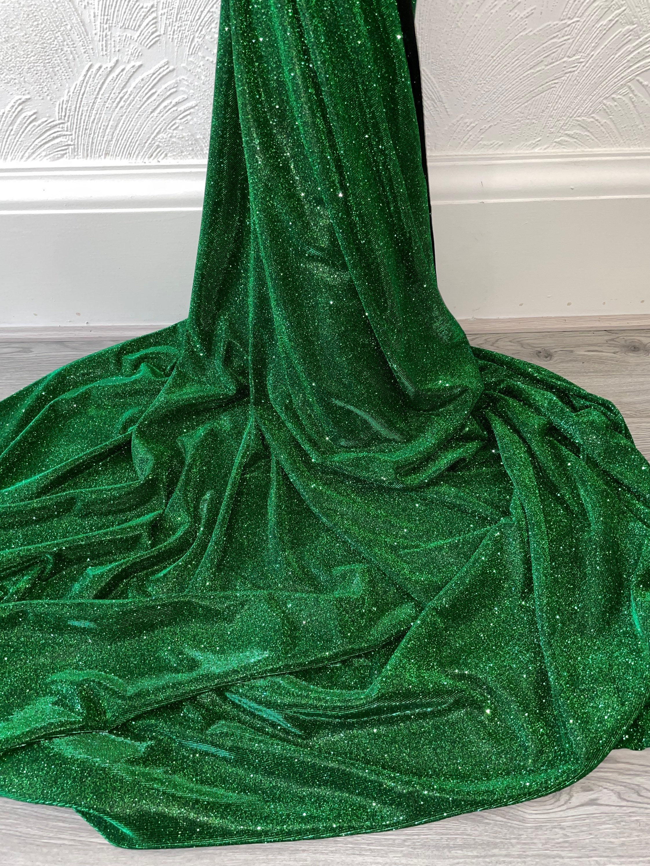 Emerald Green Glitter Lurex Fabric 58'' PRICE PER METER 