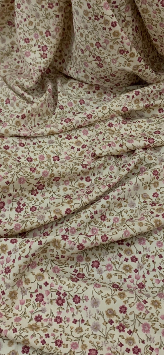 Beige Orange Green Floral American Crepe Fabric 45/'/' PRICE PER METER