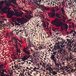 Pink Multicoloured Snake Print Chiffon Fabric 58&#39;&#39; PRICE PER METER