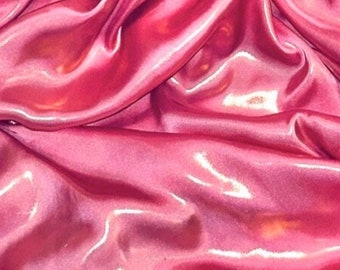 Rose Pink Gold Shimmer Satin Fabric 58'' PRICE PER METER