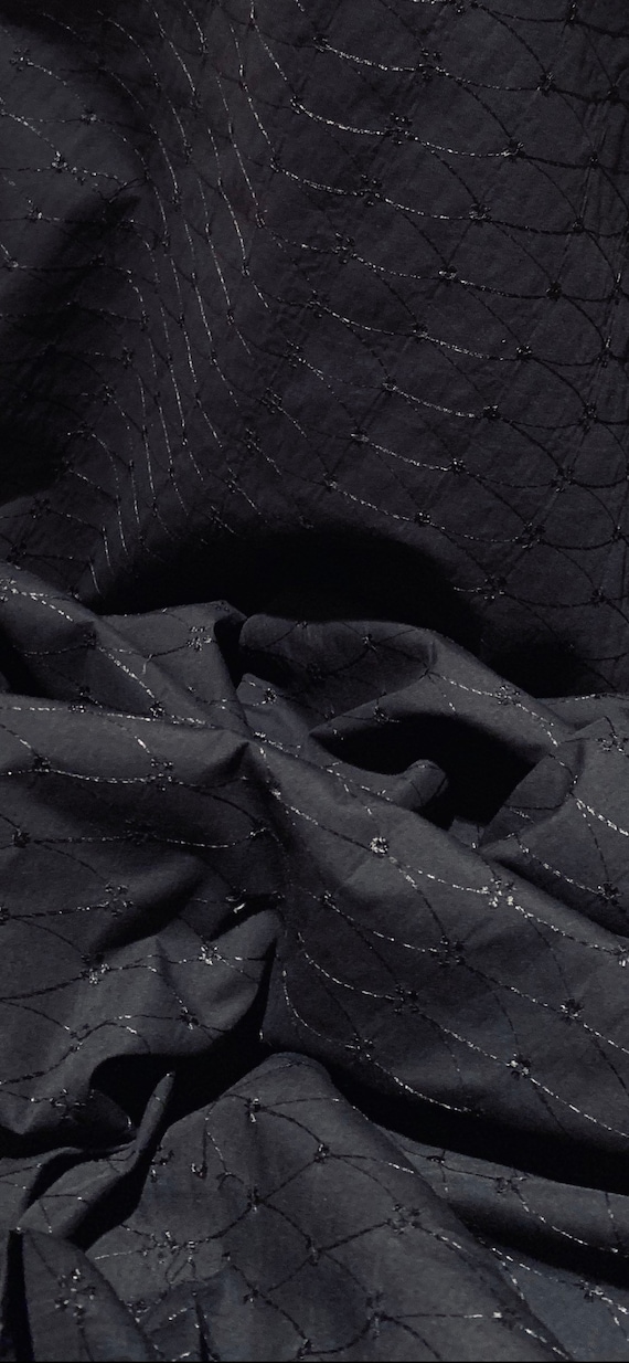 Ex Designer Deadstock Dressmaking Fabric Embroidered Broderie Anglaise Black