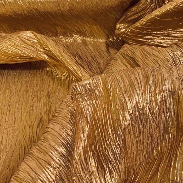 Gold Crinkle Lame Fabric 58'' PRICE PER METER