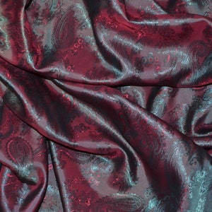Red Two Tone Paisley Jacquard Fabric 58&#39;&#39; PRICE PER METER