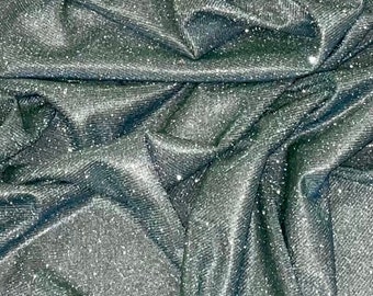 Silver Turquoise Green Glitter Lurex Fabric 58'' PRICE PER METER