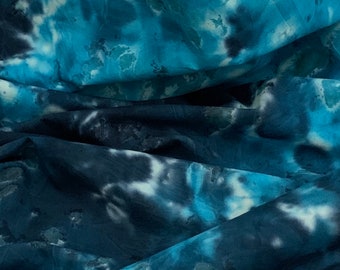Turquoise Blue White Tie Dye Batik Fabric 45&#39;&#39; PRICE PER METER