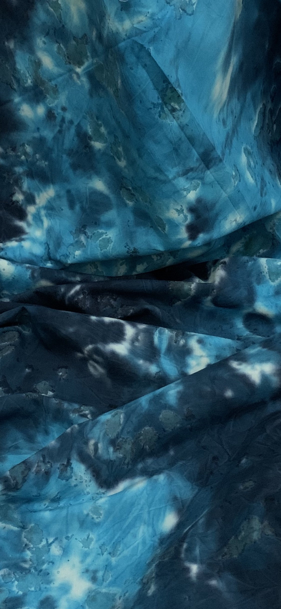 Turquoise Blue White Tie Dye Batik Fabric 45'' PRICE PER METER 