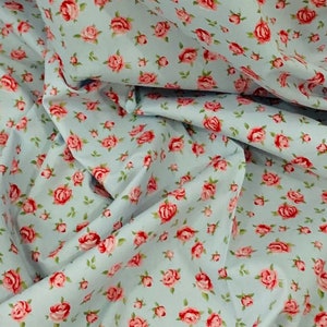Sky Blue Multicoloured Floral 100% Cotton Fabric 45&#39;&#39; PRICE PER METER