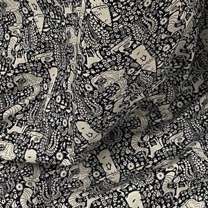 Navy White Floral Dreams Poly Cotton Fabric 45&#39;&#39; PRICE PER METER