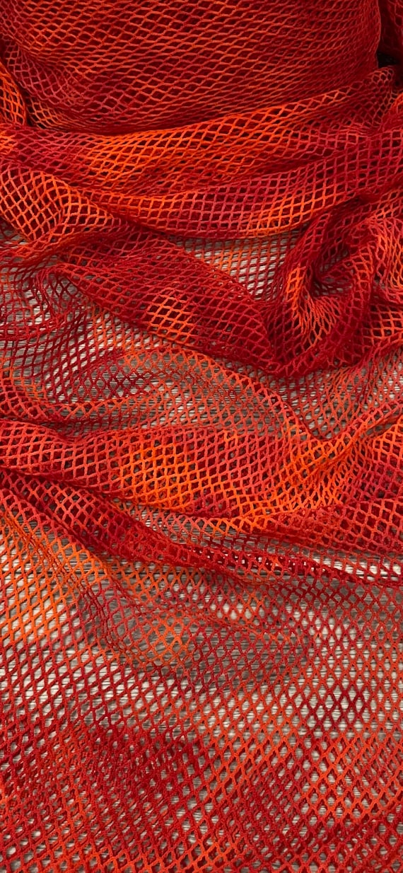 Red Orange Fishnet Chainmail Mesh/Net Fabric 58’’ PRICE PER METER