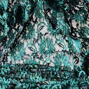 Forest Green Floral Lace Fabric 58&#39;&#39; PRICE PER METER