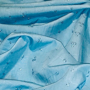 Turquoise Broderie Anglaise Fabric 45&#39;&#39; PRICE PER METER