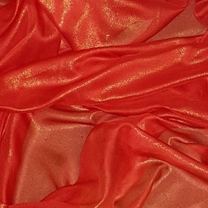 Tela de gasa con brillo dorado rojo de 58'' PRECIO POR METRO