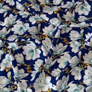 Royal Blue Multicoloured Floral Viscose Fabric 58&#39;&#39; PRICE PER METER