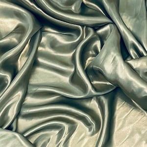 Sage Green Gold Shimmer Satin Fabric 58&#39;&#39; PRICE PER METER