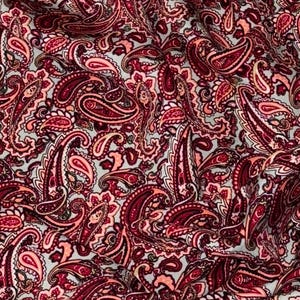Mint Red Orange Paisley Viscose Fabric 58&#39;&#39; PRICE PER METER