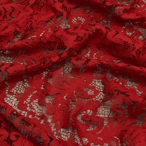 Red Floral Guipure Lace Fabric 58'' PRICE PER METER