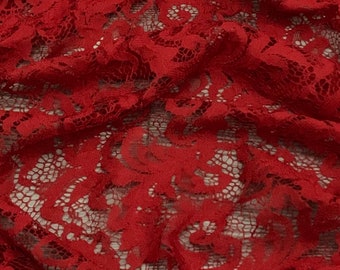 Red Floral Guipure Lace Fabric 58&#39;&#39; PRICE PER METER