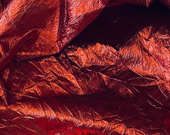 Claret Red Crinkle Lame Fabric 45'' PRICE PER METER